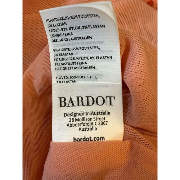 Bardot Women's Felicia Mesh Top Size 10 Red Floral Ruched Blouse - Picture 12 of 12